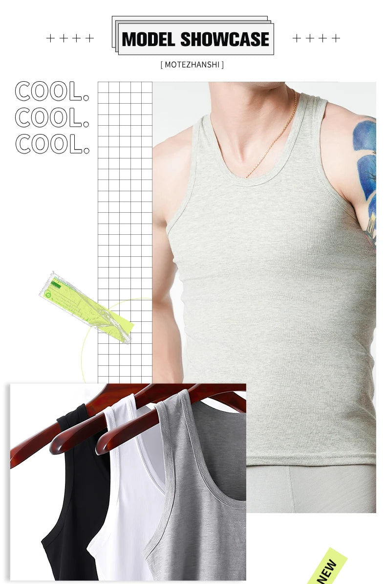 👕 3PCS Men's Cotton Tank Tops – Breathable Sleeveless Undershirts for Summer, Fitness & Everyday Wear