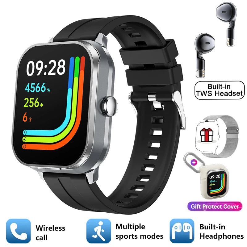 🔥 D8 Pro Smart Watch with Wireless Earphones – 2-in-1 Fitness Tracker & Health Monitor, Bluetooth 5.3, Compatible with iPhone & Android