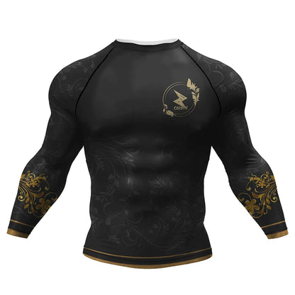 MMA BJJ Rash Guard Tight Exercise Jogging T-Shirts+Pants Sets Sport 3D Print Jiu Jitsu Rashguard Compression Boxing Tracksuit