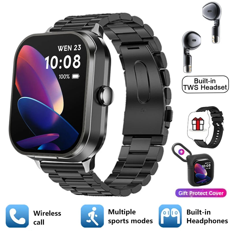 🔥 D8 Pro Smart Watch with Wireless Earphones – 2-in-1 Fitness Tracker & Health Monitor, Bluetooth 5.3, Compatible with iPhone & Android