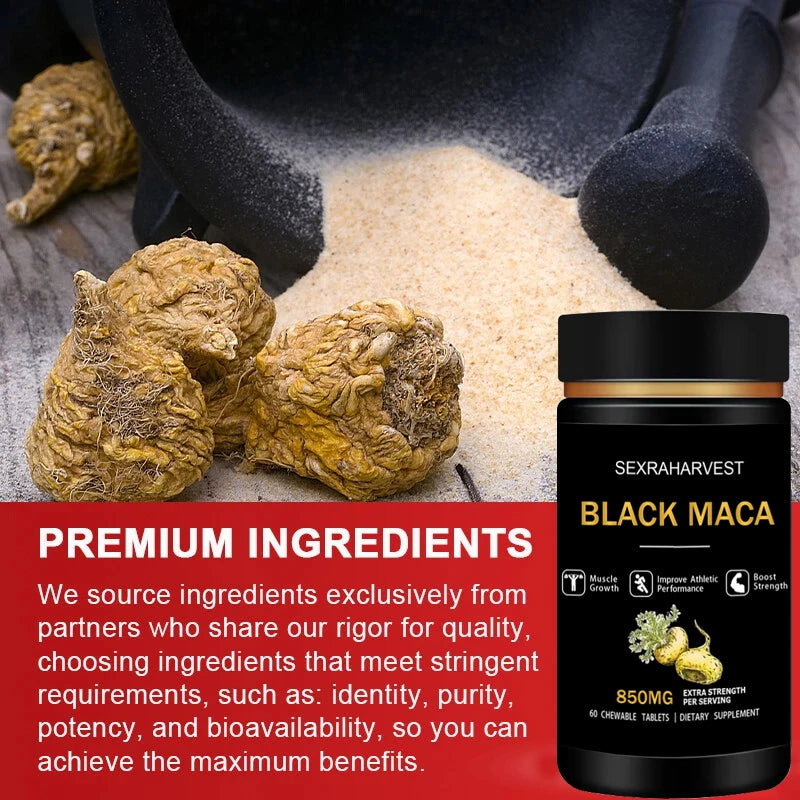 Powerful Black Maca Booster - Maca Root Capsules for Energy, Endurance, Muscle Mass & Health