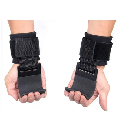 2pcs Weight Lifting Hook Grips With Wrist Wraps Hand-Bar Wrist Strap Gym Fitness Hook Weight Strap Pull-Ups Power Lifting Gloves