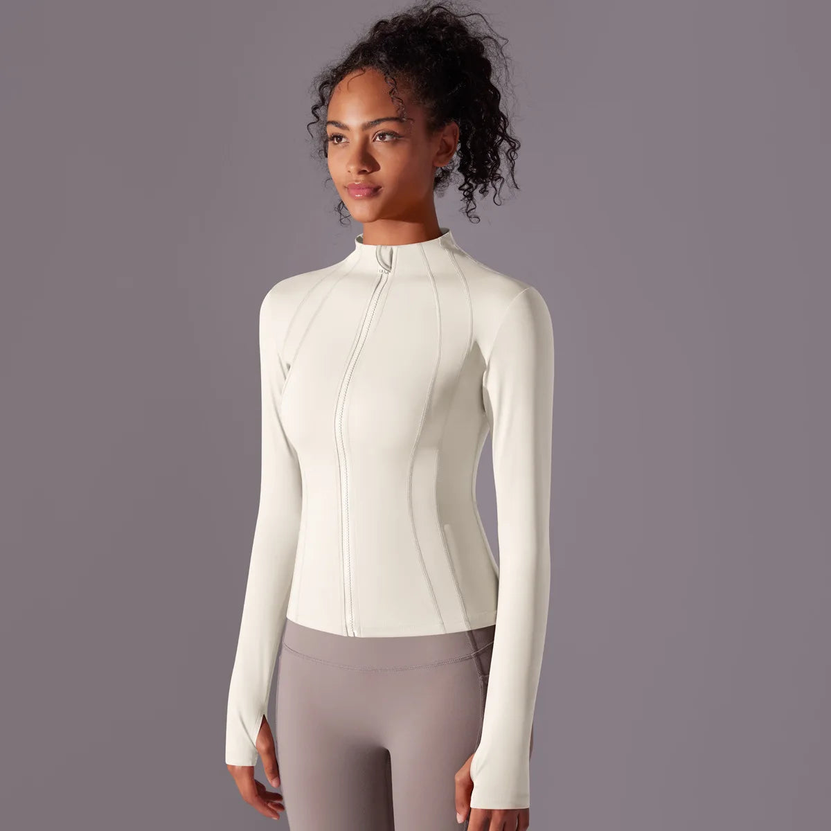 2025 Women's Skintight Yoga Jacket - Zipper Gym and Running Sport Coat with Thumb Holes