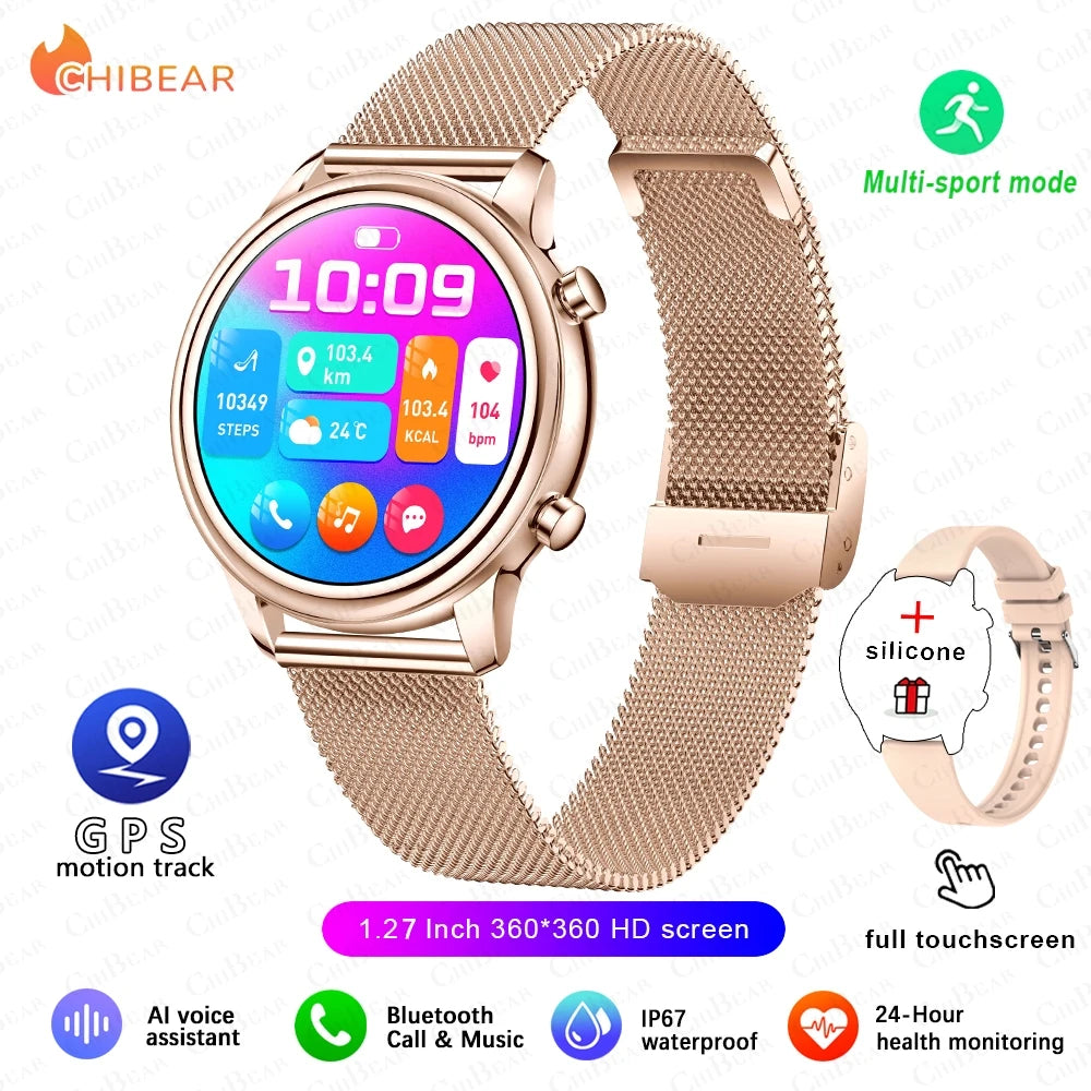 🔥 2024 New Xiaomi Women's Smart Watch – 1.27" Fashion Bracelet, Heart Rate Monitor, Custom Dial, Bluetooth Call & Health Tracker