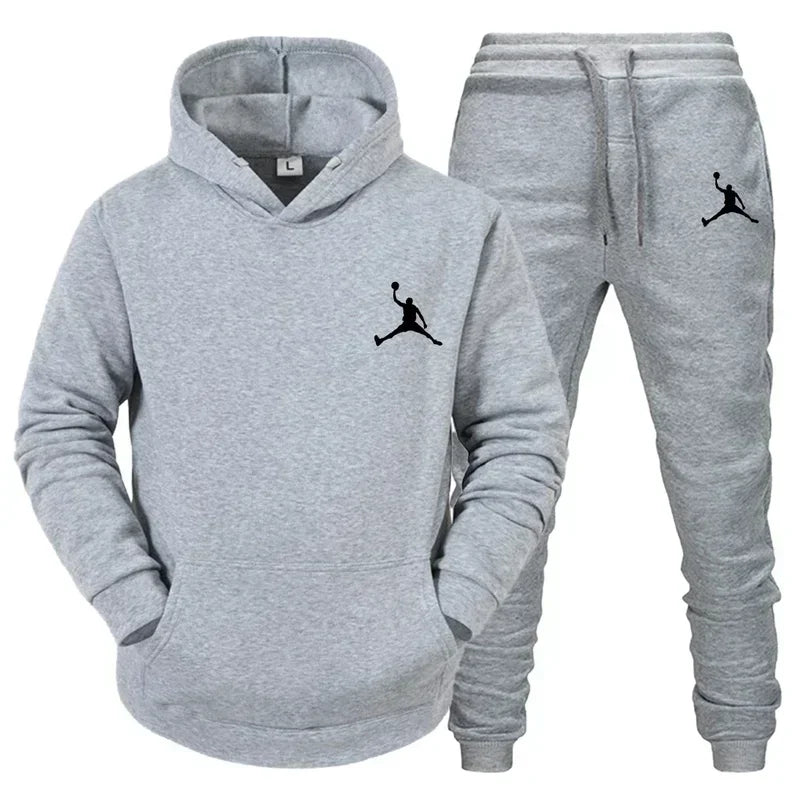 Men's Fleece Tracksuit Set - Warm Hoodie and Pants 2-Piece Sport Suit