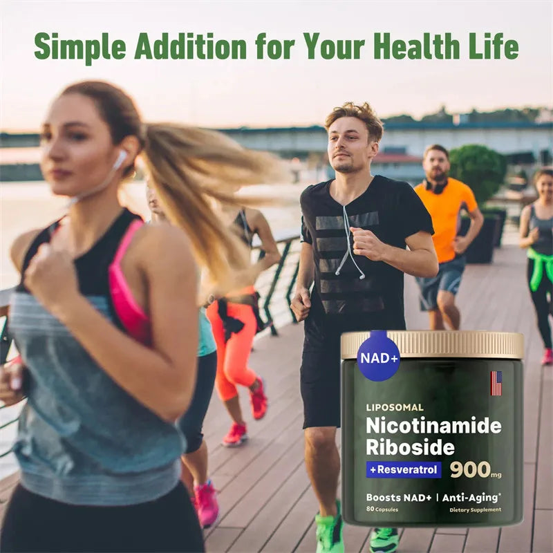 NAD+ Supplement Capsules - 900mg Liposomal Nicotinamide Riboside with Resveratrol & Quercetin for Anti-Aging and Energy