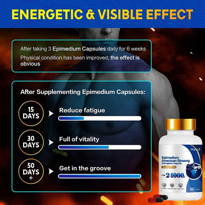 Booster for Men,Male healthy Pill,Enhance Energy & Endurance,Muscle Growth Supplement, Epimedium Ginseng Capsules